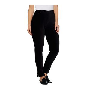 Susan Graver Women's Pants Sz L Regular Knit Corduroy Straight Leg Black A297161